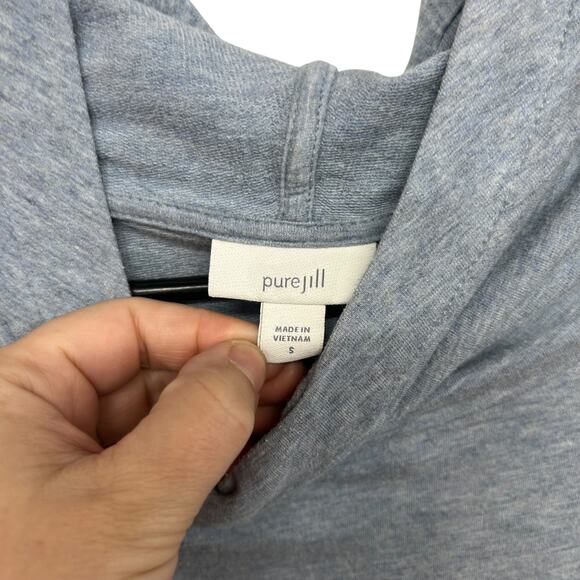 Minimalist Heather Blue Cowl‎ Neck Hoodie Pure Jill Pima Blend Size S - Picture 3 of 6